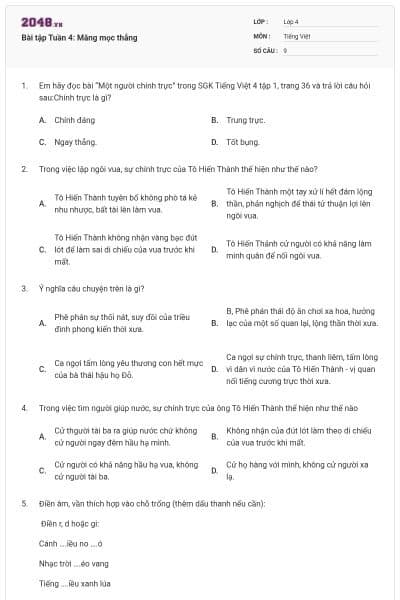 Bài tập Tuần 4: Măng mọc thẳng