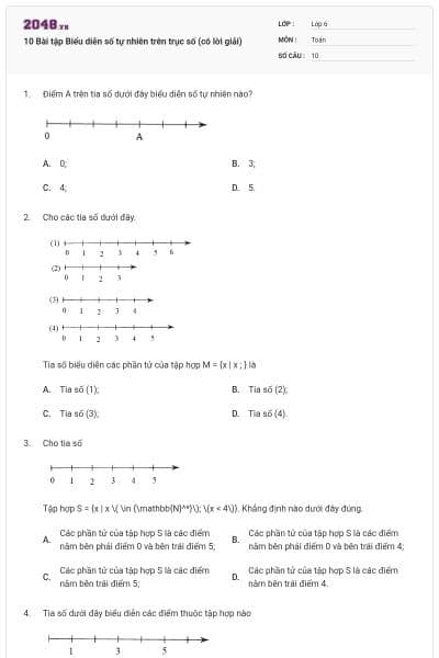 10 Bài tập Biểu diễn số tự nhiên trên trục số (có lời giải)