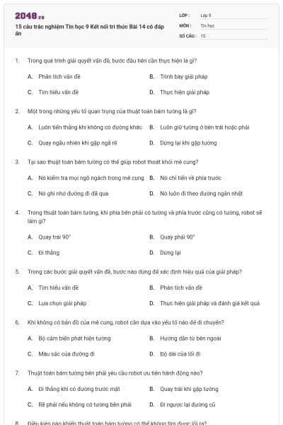 15 câu trắc nghiệm Tin học 9 Kết nối tri thức Bài 14 có đáp án