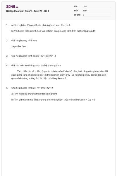 Bài tập theo tuần Toán 9 - Tuần 24 - Đề 1