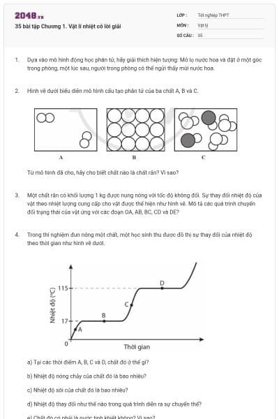 35 bài tập Chương 1. Vật lí nhiệt có lời giải