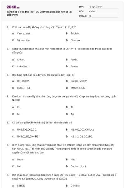 Tổng hợp đề thi thử THPTQG 2019 Hóa học cực hay có lời giải (P19)