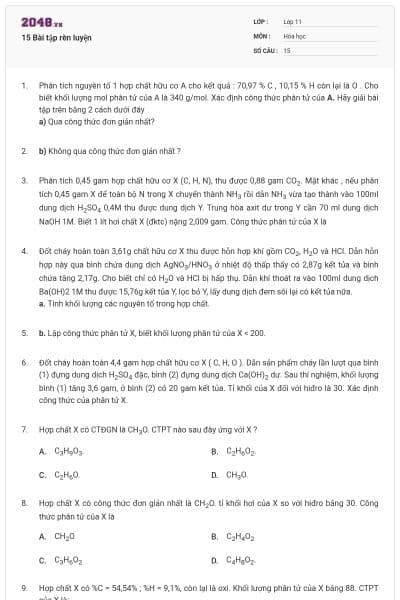 15 Bài tập rèn luyện