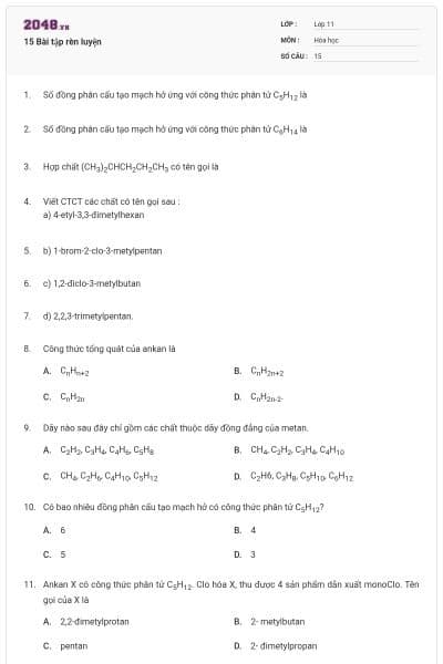 15 Bài tập rèn luyện