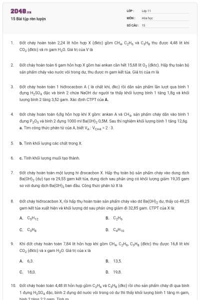 15 Bài tập rèn luyện