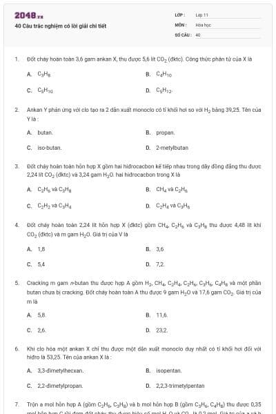 40 Câu trắc nghiệm có lời giải chi tiết