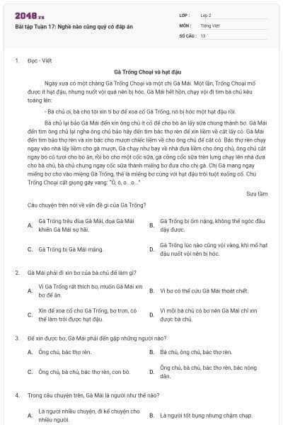 Bài tập Tuần 17: Nghề nào cũng quý có đáp án