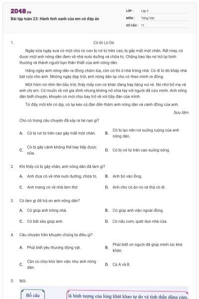 Bài tập tuần 23: Hành tinh xanh của em có đáp án