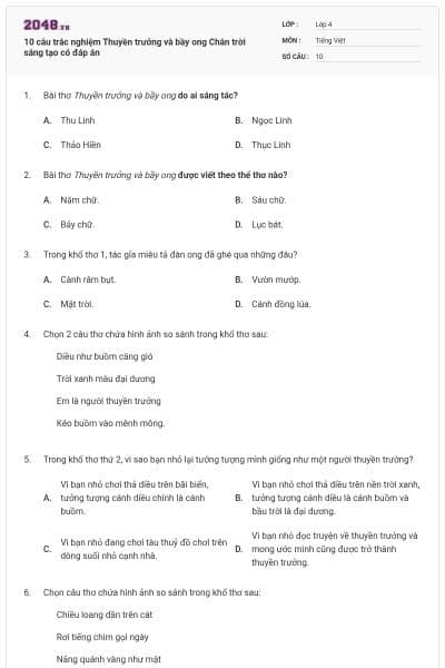 10 câu trắc nghiệm Thuyền trưởng và bầy ong Chân trời sáng tạo có đáp án