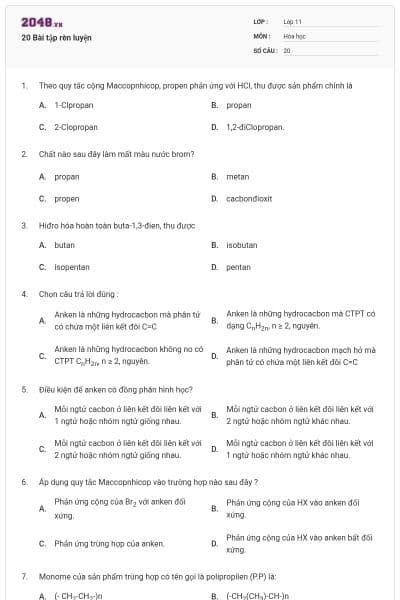 20 Bài tập rèn luyện