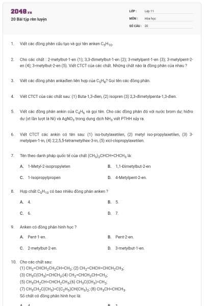 20 Bài tập rèn luyện