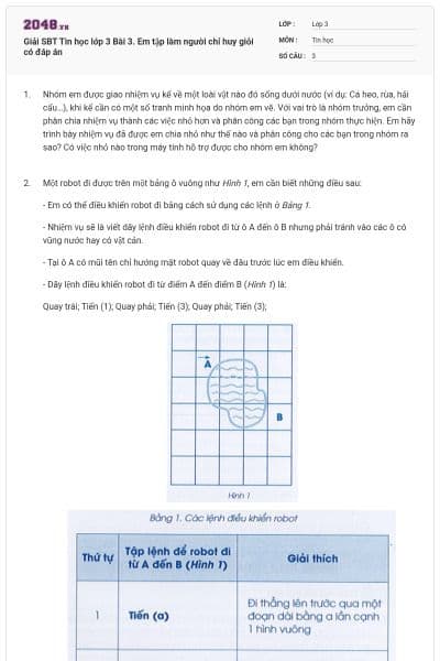 Giải SBT Tin học lớp 3 Bài 3. Em tập làm người chỉ huy giỏi có đáp án