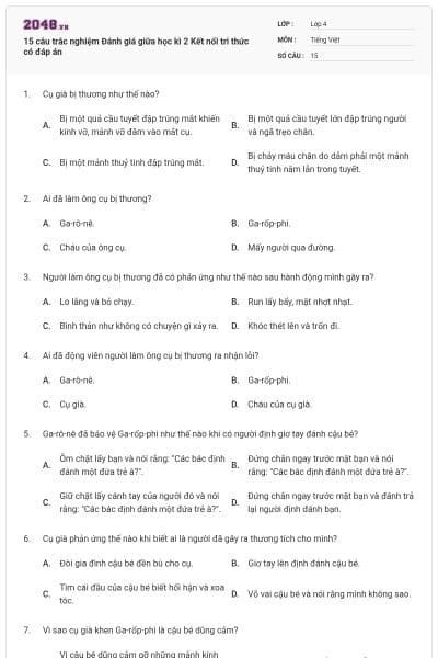 15 câu trắc nghiệm Đánh giá giữa học kì 2 Kết nối tri thức có đáp án