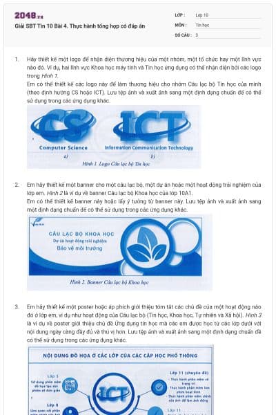 Giải SBT Tin 10 Bài 4. Thực hành tổng hợp có đáp án