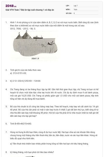 Giải VTH Toán 7 Bài ôn tập cuối chương 1 có đáp án