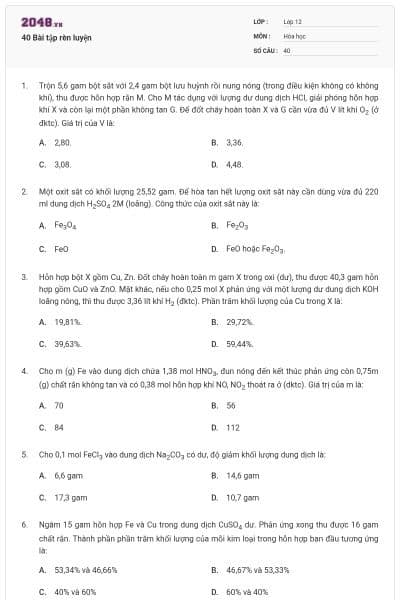 40 Bài tập rèn luyện