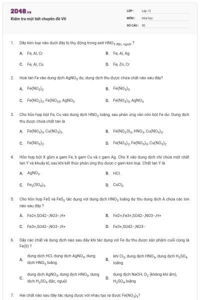 Kiểm tra một tiết chuyên đề VII