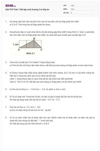 Giải VTH Toán 7 Bài tập cuối chương 2 có đáp án