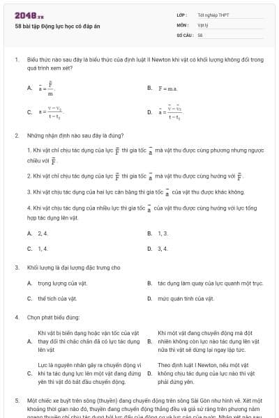 58 bài tập Động lực học có đáp án