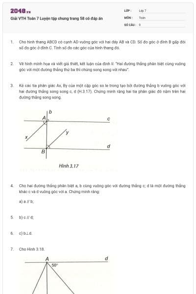Giải VTH Toán 7 Luyện tập chung trang 58 có đáp án
