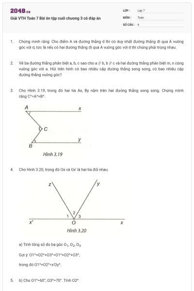 Giải VTH Toán 7 Bài ôn tập cuối chương 3 có đáp án