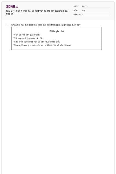 Giải VTH Văn 7 Trao đổi về một vấn đề mà em quan tâm có đáp án