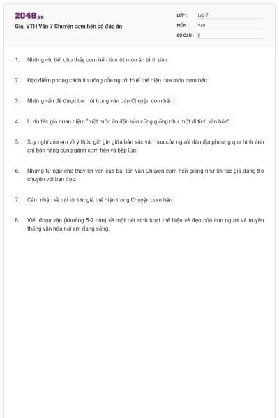 Giải VTH Văn 7 Chuyện cơm hến có đáp án