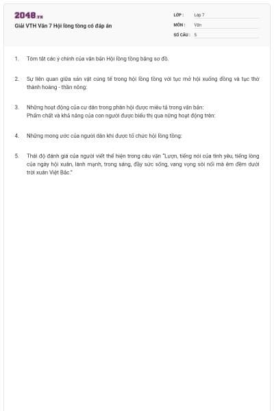 Giải VTH Văn 7 Hội lồng tồng có đáp án