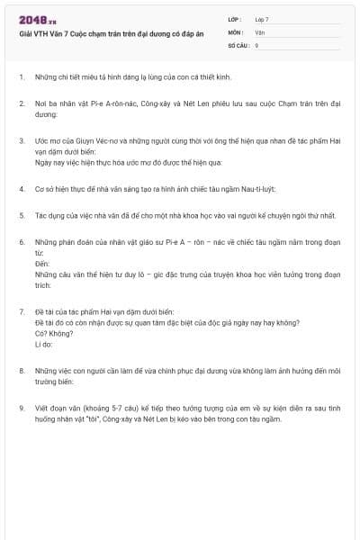 Giải VTH Văn 7 Cuộc chạm trán trên đại dương có đáp án