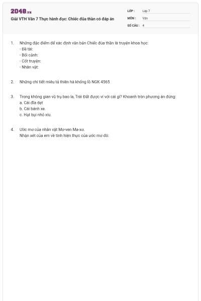 Giải VTH Văn 7 Thực hành đọc: Chiếc đũa thần  có đáp án