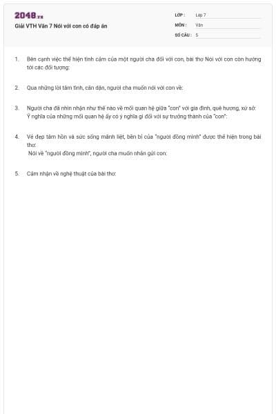 Giải VTH Văn 7 Nói với con có đáp án