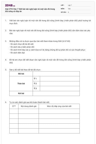 Giải VTH Văn 7 Viết bài văn nghị luận về một vấn đề trong đời sống có đáp án