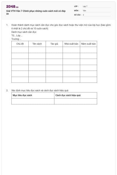 Giải VTH Văn 7 Chinh phục những cuốn sách mới có đáp án