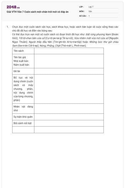 Giải VTH Văn 7 Cuốn sách mới-chân trời mới có đáp án