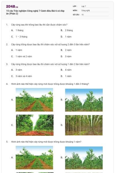 15 câu Trắc nghiệm Công nghệ 7 Cánh diều Bài 6 có đáp án (Phần 2)