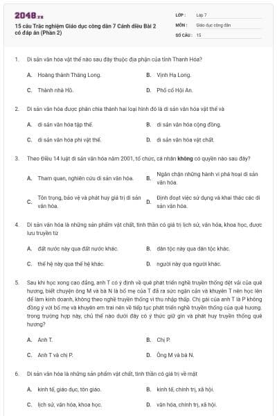 15 câu Trắc nghiệm Giáo dục công dân 7 Cánh diều Bài 2 có đáp án (Phần 2)