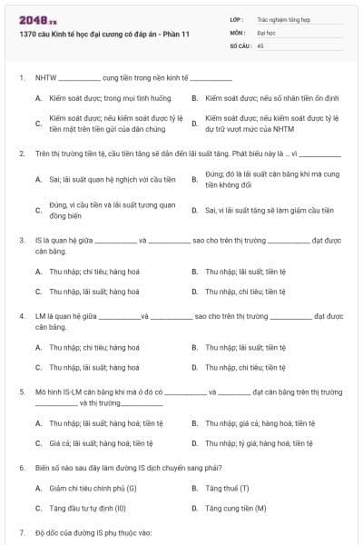 1370 câu Kinh tế học đại cương có đáp án - Phần 11