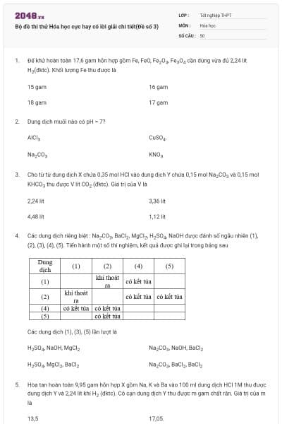 Bộ đề thi thử Hóa học cực hay có lời giải chi tiết(Đề số 3)