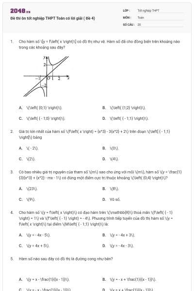 Đề thi ôn tốt nghiệp THPT Toán có lời giải ( Đề 4)