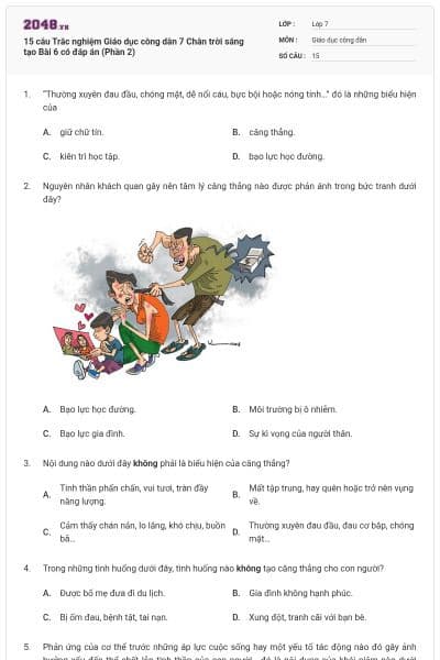 15 câu Trắc nghiệm Giáo dục công dân 7 Chân trời sáng tạo Bài 6 có đáp án (Phần 2)