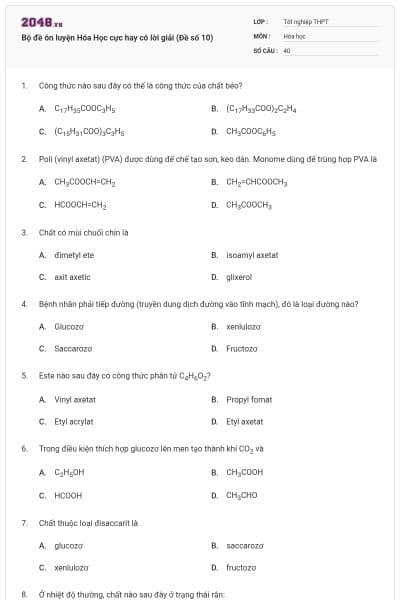 Bộ đề ôn luyện Hóa Học cực hay có lời giải (Đề số 10)