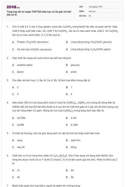 Tổng hợp đề ôn luyện THPTQG Hóa học có lời giải chi tiết (Đề số 4)