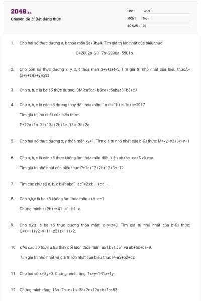 Chuyên đề 3: Bất đẳng thức