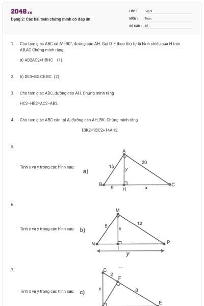 Dạng 2: Các bài toán chứng minh có đáp án
