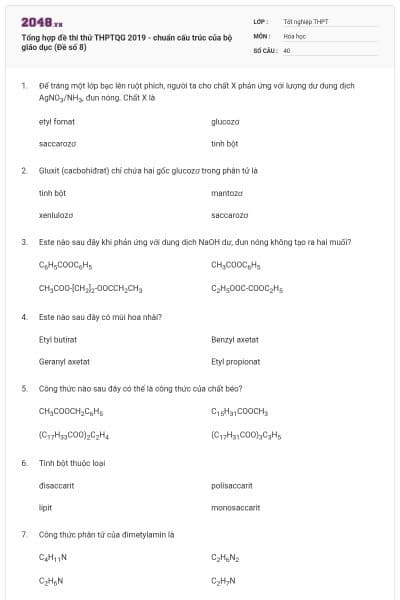 Tổng hợp đề thi thử THPTQG 2019 - chuẩn cấu trúc của bộ giáo dục (Đề số 8)