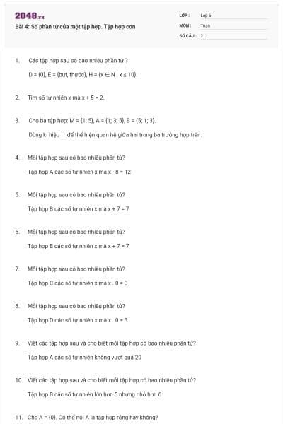 Bài 4: Số phần tử của một tập hợp. Tập hợp con