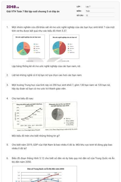 Giải VTH Toán 7 Bài tập cuối chương 5 có đáp án