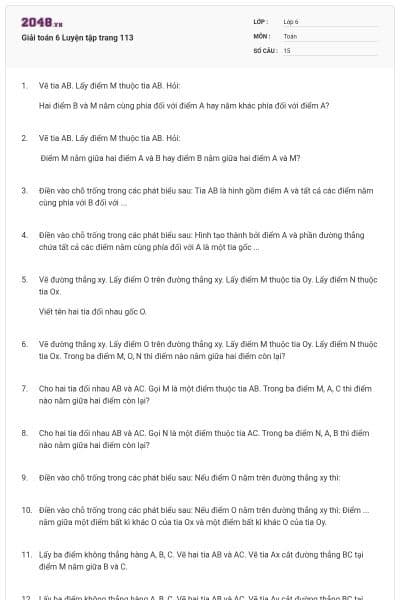 Giải toán 6 Luyện tập trang 113