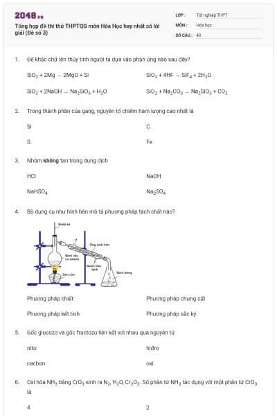 Tổng hợp đề thi thử THPTQG môn Hóa Học hay nhất có lời giải (Đề số 3)