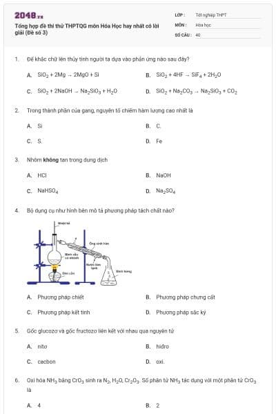 Tổng hợp đề thi thử THPTQG môn Hóa Học hay nhất có lời giải (Đề số 3)